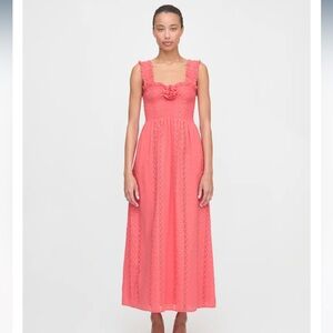 Hill House The Rosetta Nap Dress in Coral Voile Broderie